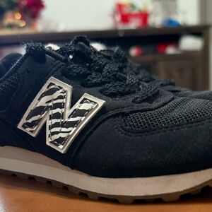 New Balance Black Shoes with Zebra Pattern